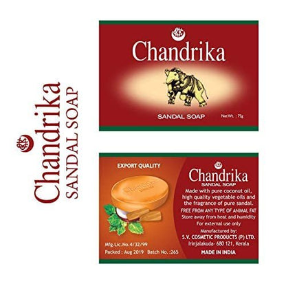 Chandrika Sandal Soap 6-Pack – Organic Vegetable Oil Bar, 100% Natural & Vegan for All Skin Types Avelisse