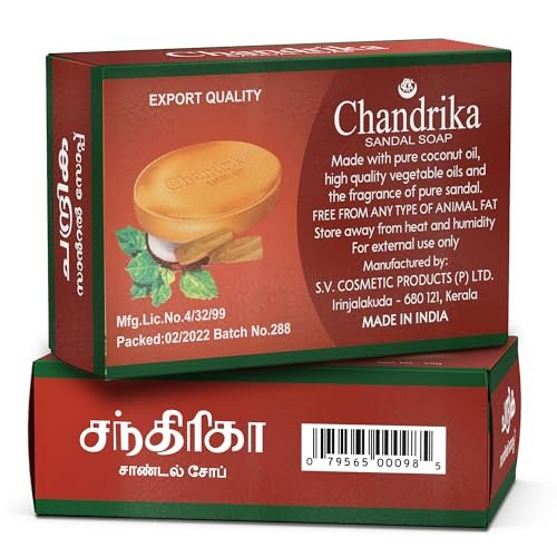 Chandrika Sandal Soap 6-Pack – Organic Vegetable Oil Bar, 100% Natural & Vegan for All Skin Types Avelisse