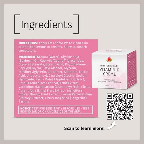 Reviva Labs Vitamin K Crème for Bruising, Dark Circles & Wrinkles - 2 oz Avelisse