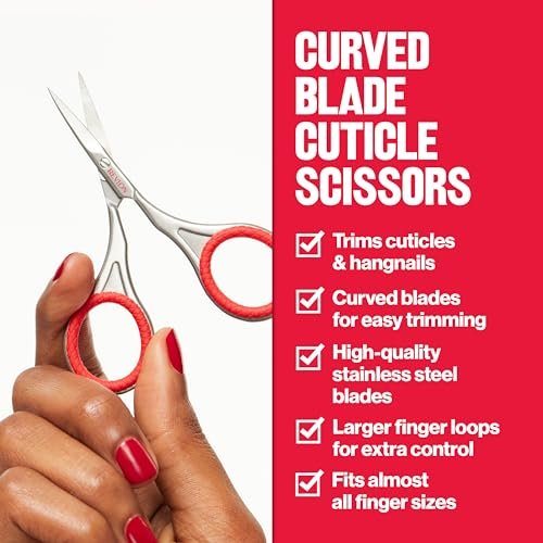 Revlon Cuticle Scissors – Ultra-Fine Stainless Steel Curved Blade for Neat Cuticles & Hangnail Trimming – Safe Nail Care Tool, Silver, 1 Count Avelisse