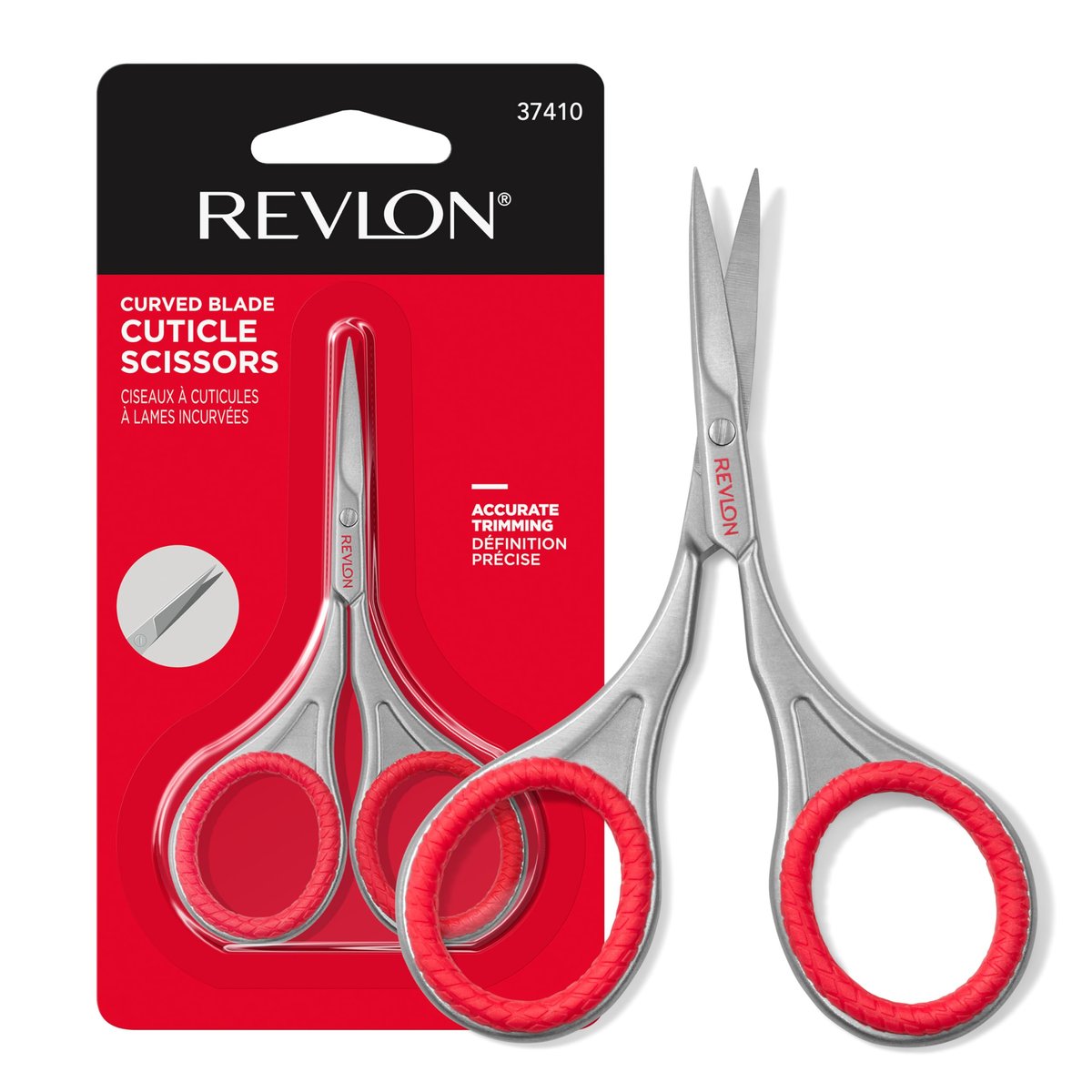 Revlon Cuticle Scissors – Ultra-Fine Stainless Steel Curved Blade for Neat Cuticles & Hangnail Trimming – Safe Nail Care Tool, Silver, 1 Count Avelisse