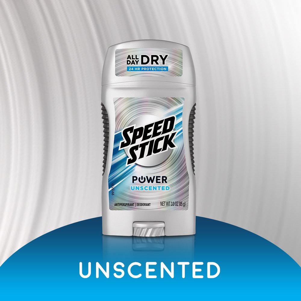 Speed Stick Power Antiperspirant Deodorant for Men, Unscented - 3 Ounce (Pack of 6) Avelisse