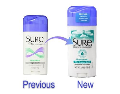 Sure Original Solid Unscented Antiperspirant & Deodorant, 2.7 oz Avelisse