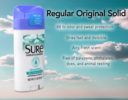 Sure Original Solid Unscented Antiperspirant & Deodorant, 2.7 oz Avelisse