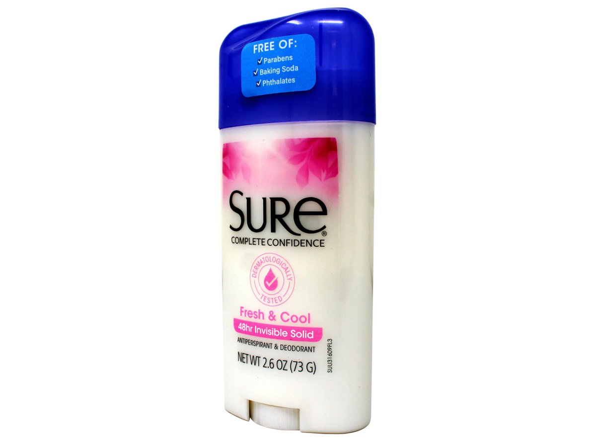 Sure Anti-Perspirant & Deodorant Invisible Solid Fresh & Cool, 2.6 oz (Pack of 6) Avelisse
