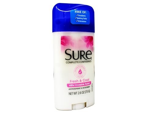 Sure Anti-Perspirant & Deodorant Invisible Solid Fresh & Cool, 2.6 oz (Pack of 6) Avelisse