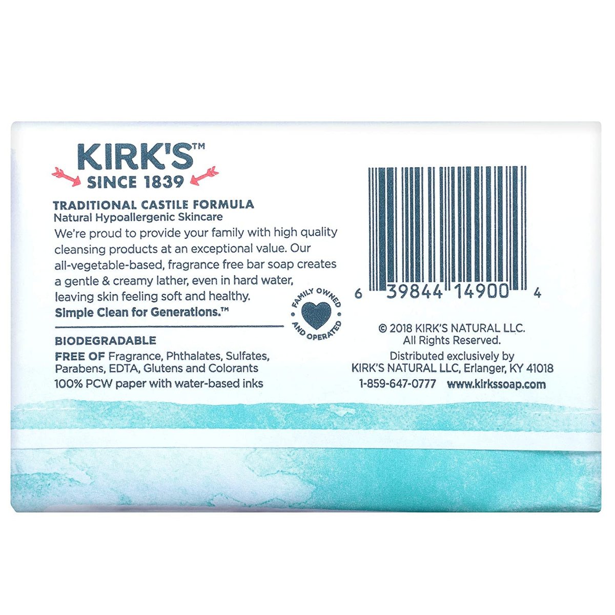 Kirk's Natural Castile Bar Soap - 4oz (5 Pack) - Gentle Coco Soap for Face, Hands & Body Avelisse
