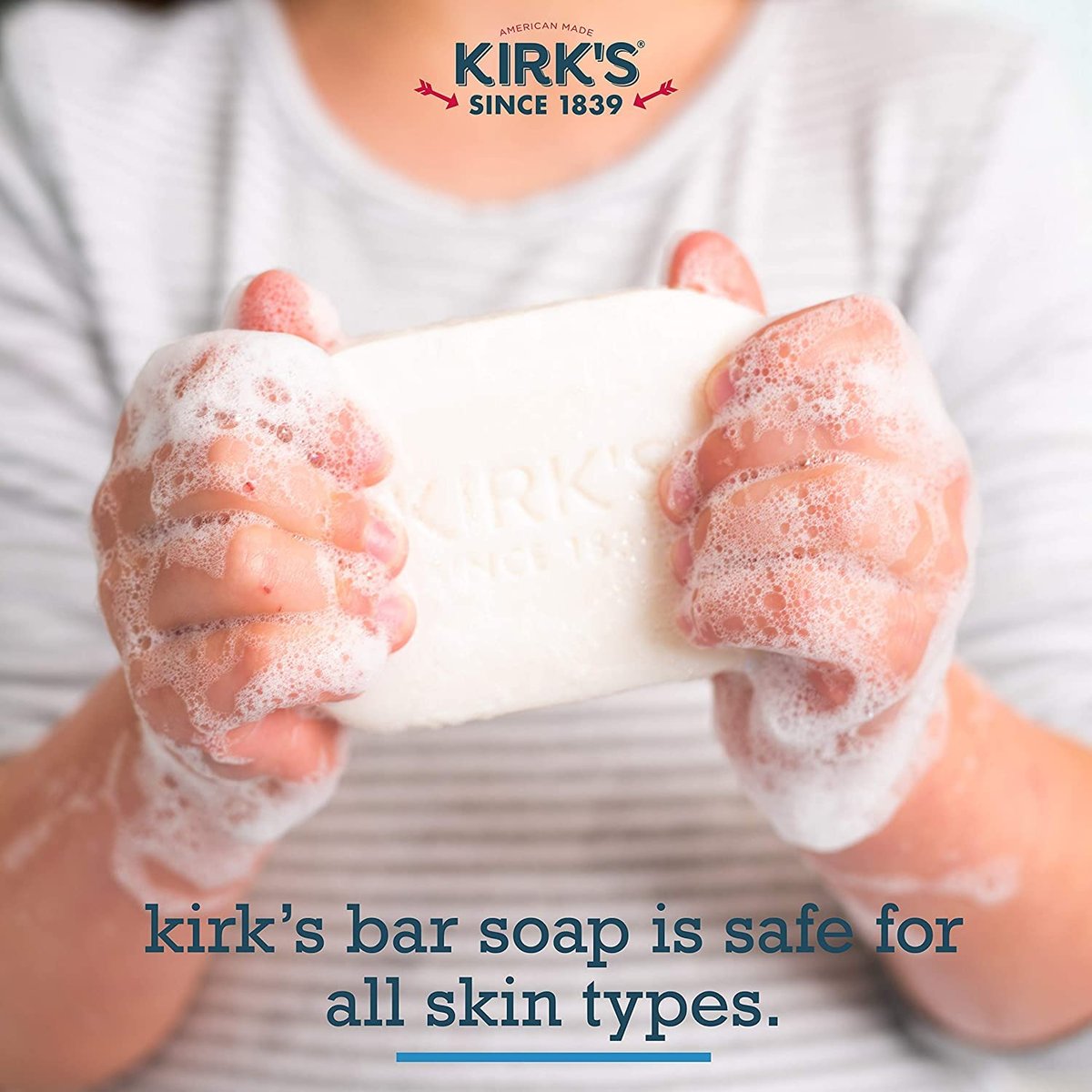Kirk's Natural Castile Bar Soap - 4oz (5 Pack) - Gentle Coco Soap for Face, Hands & Body Avelisse