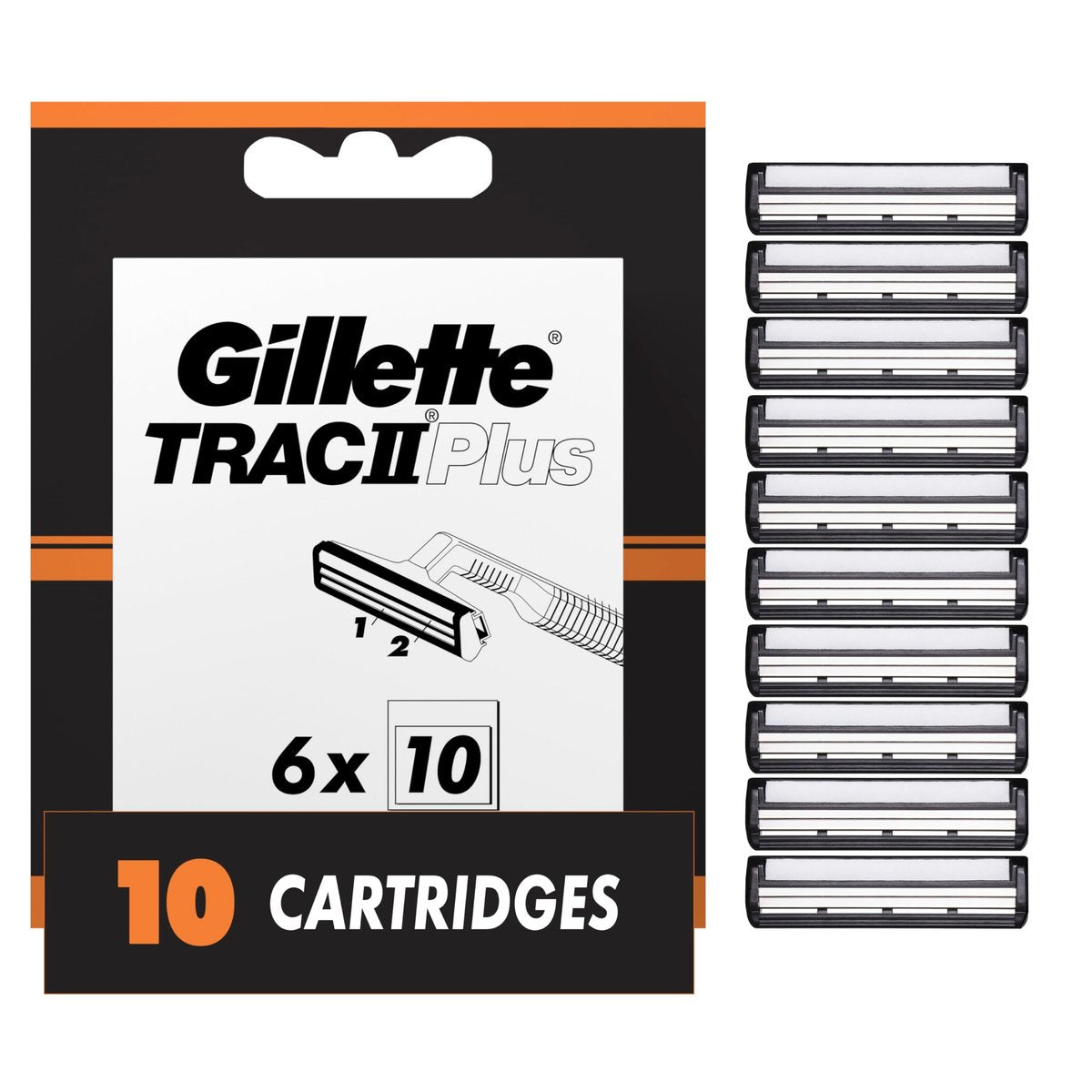 Gillette TRAC II Plus Mens Razor Blade Refills, 10 Count – Clean, Close Shave Avelisse