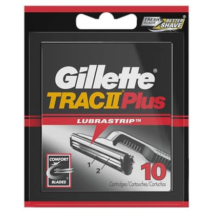 Gillette TRAC II Plus Mens Razor Blade Refills, 10 Count – Clean, Close Shave Avelisse