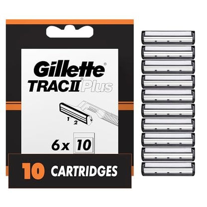 Gillette TRAC II Plus Mens Razor Blade Refills, 10 Count – Clean, Close Shave Avelisse
