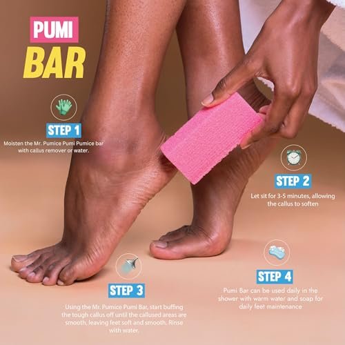 Mr. Pumice Callus Remover PUMI Bar – Medium Grit Pumice Stone for Feet & Heels, 4-Pack (Assorted Colors) - görsel 6