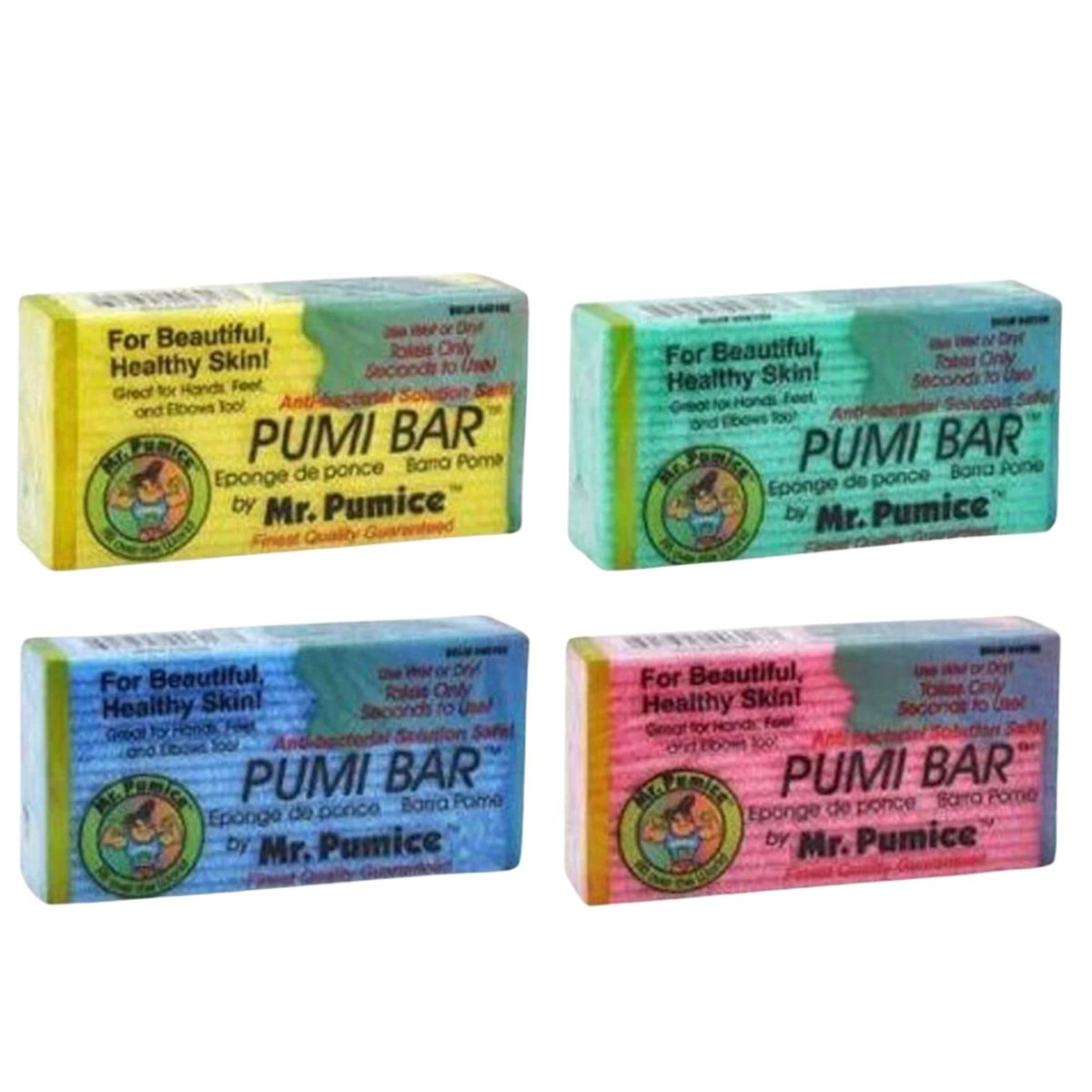 Mr. Pumice Callus Remover PUMI Bar – Medium Grit Pumice Stone for Feet & Heels, 4-Pack (Assorted Colors) - görsel 1