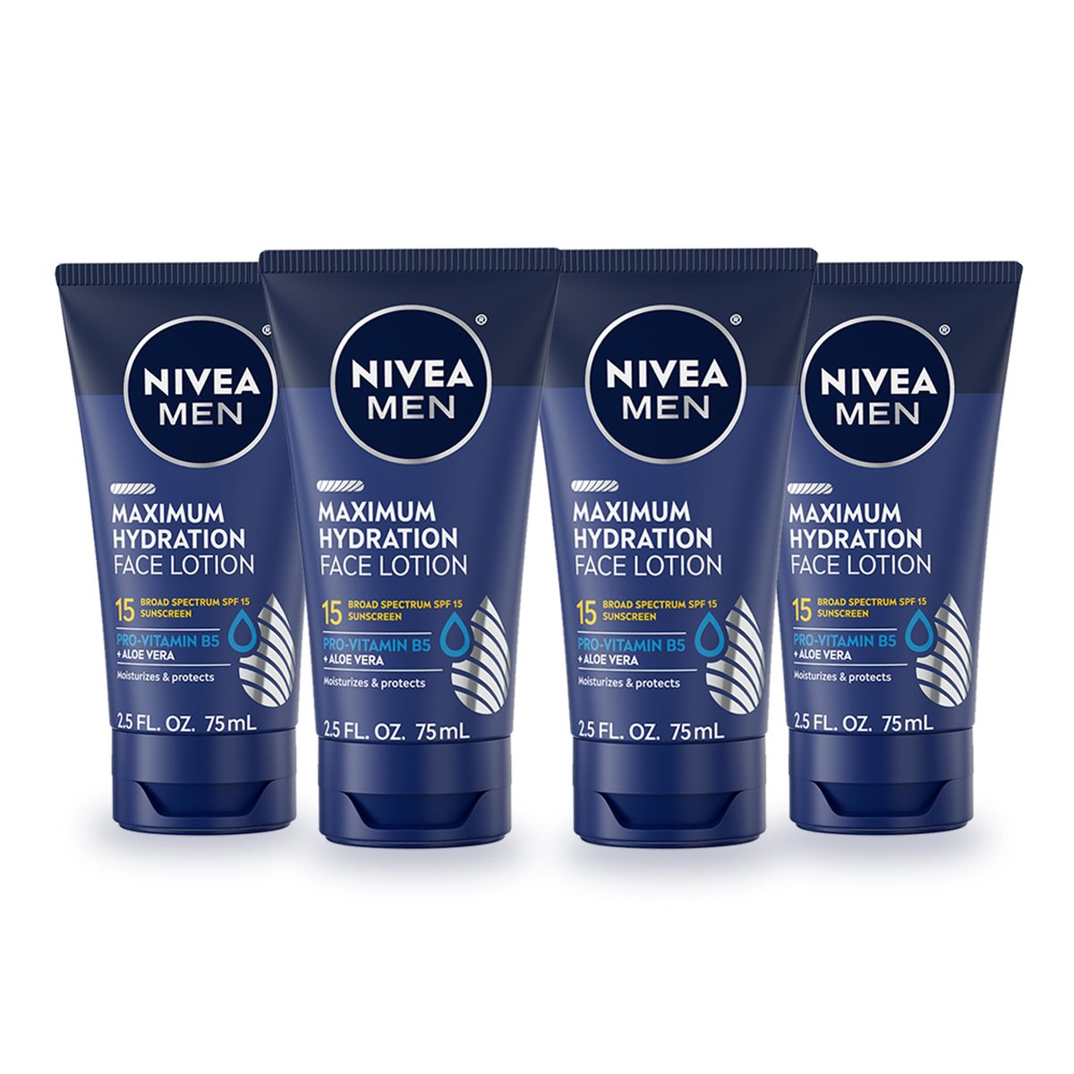 NIVEA MEN Maximum Hydration Face Lotion SPF 15 - 4 Pack of 2.5 Fl Oz Tubes Avelisse