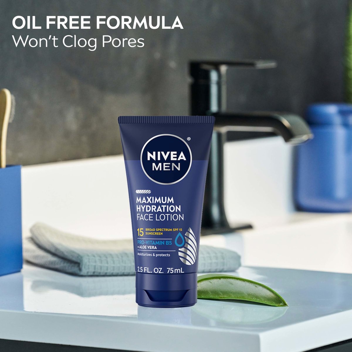 NIVEA MEN Maximum Hydration Face Lotion SPF 15 - 4 Pack of 2.5 Fl Oz Tubes Avelisse