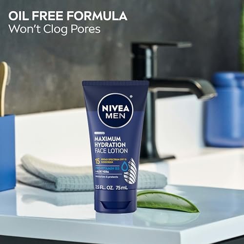 NIVEA MEN Maximum Hydration Face Lotion SPF 15 - 4 Pack of 2.5 Fl Oz Tubes Avelisse