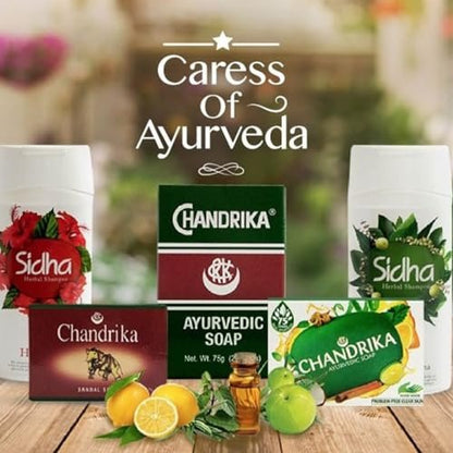 Chandrika Ayurvedic Herbal and Vegetable Oil Soap - 2.64 oz (Pack of 10) - Natural Skin Cleansing Bar Avelisse