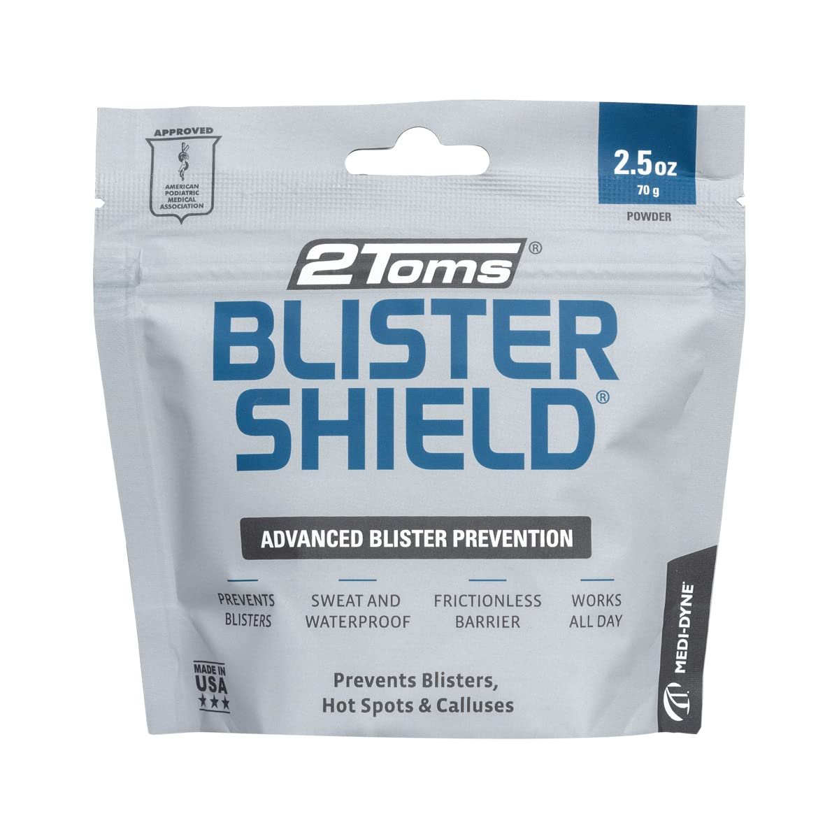 2Toms BlisterShield Advanced Waterproof Blister Prevention Powder – 2.5 oz Avelisse