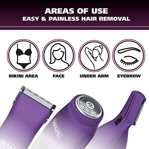 Wahl Pure Confidence Rechargeable Electric Trimmer, Shaver & Detailer – Precision Grooming for Face, Underarm, Eyebrows & Bikini Areas (Model 9865-100, Purple) Avelisse