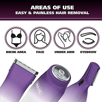 Wahl Pure Confidence Rechargeable Electric Trimmer, Shaver & Detailer – Precision Grooming for Face, Underarm, Eyebrows & Bikini Areas (Model 9865-100, Purple) Avelisse