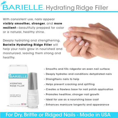 Barielle Hydrating Ridge Filler – Strengthening Base Coat for Dry, Brittle, Ridged Nails – 0.5 oz