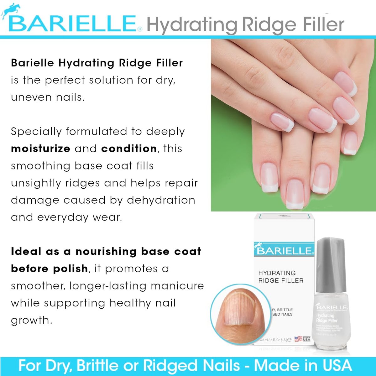 Barielle Hydrating Ridge Filler – Strengthening Base Coat for Dry, Brittle, Ridged Nails – 0.5 oz - görsel 5