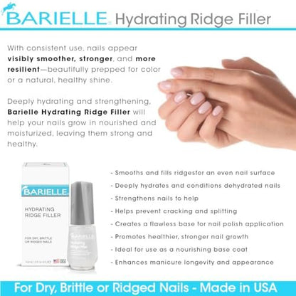 Barielle Hydrating Ridge Filler – Strengthening Base Coat for Dry, Brittle, Ridged Nails – 0.5 oz