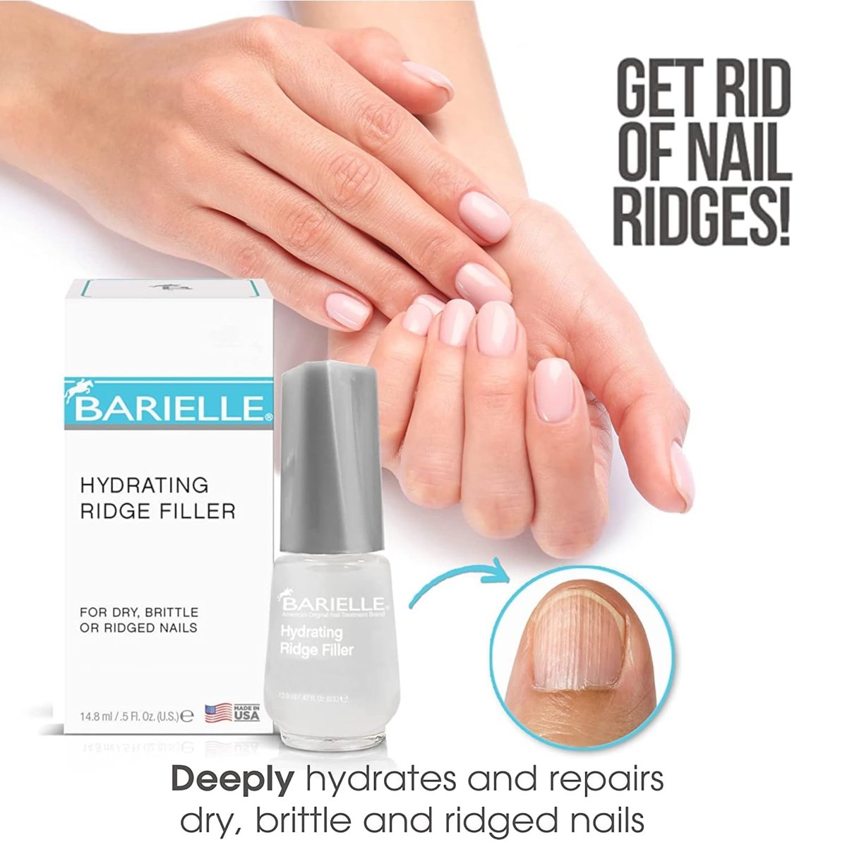 Barielle Hydrating Ridge Filler – Strengthening Base Coat for Dry, Brittle, Ridged Nails – 0.5 oz - görsel 11