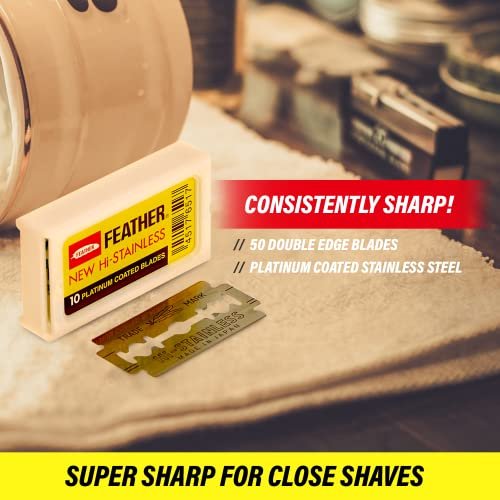 Feather Hi-Stainless Double Edge Razor Blades – 10 Count Pack for Precision Shaving - görsel 4