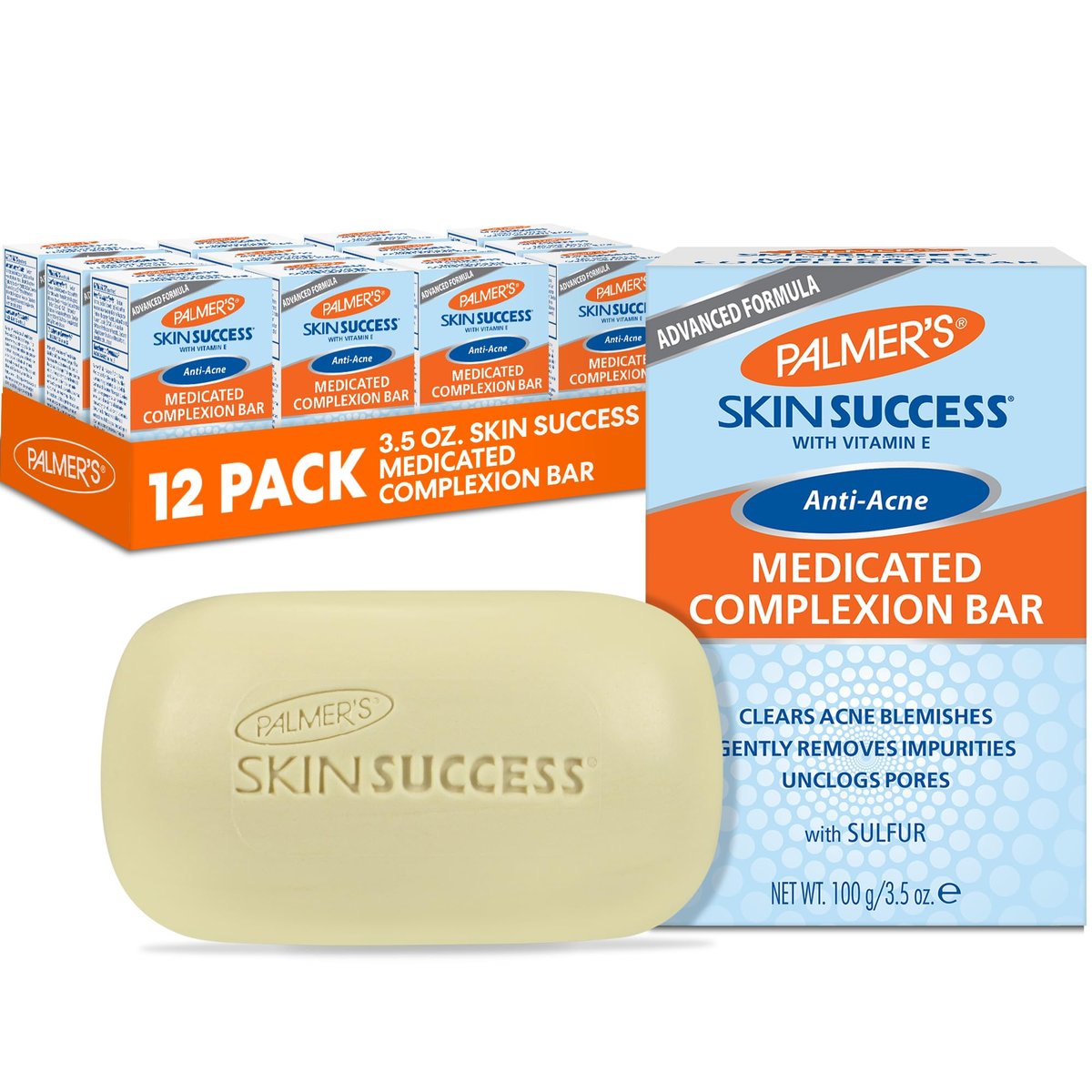 Palmer's Skin Success Eventone Medicated Anti-Acne Complexion Soap Bar, 3.5 oz (Pack of 12) Avelisse