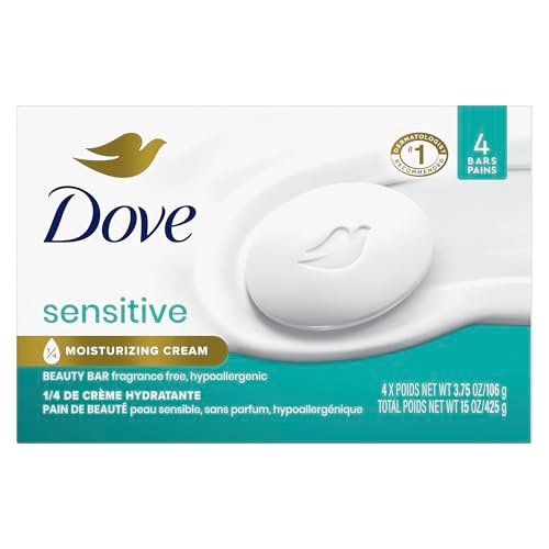 Dove Beauty Bar Soap Sensitive, Fragrance Free & Hypoallergenic, 4 Bars (3.75 oz Each) for Sensitive Skin - görsel 2