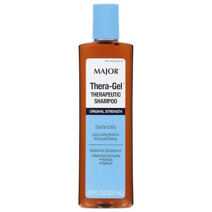 Major Thera-Gel Therapeutic Shampoo - Original Strength - Coal Tar 0.50% - Controls Seborrheic Dermatitis, Psoriasis & Dandruff - 8.5 Fl Oz