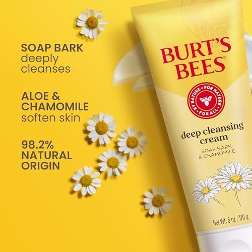 Burt's Bees Deep Facial Cleansing Cream, All Natural Face Wash with Chamomile, 6 Ounce (Pack of 3) Avelisse