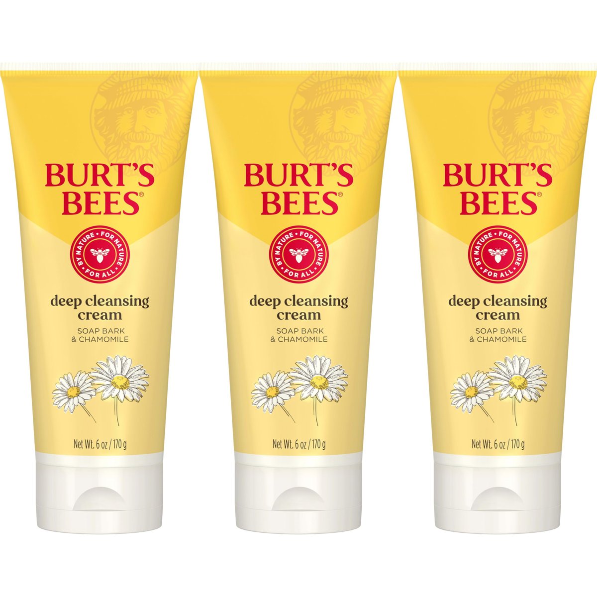 Burt's Bees Deep Facial Cleansing Cream, All Natural Face Wash with Chamomile, 6 Ounce (Pack of 3) Avelisse