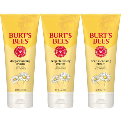 Burt's Bees Deep Facial Cleansing Cream, All Natural Face Wash with Chamomile, 6 Ounce (Pack of 3) Avelisse