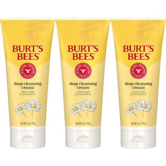 Burt's Bees Deep Facial Cleansing Cream, All Natural Face Wash with Chamomile, 6 Ounce (Pack of 3) Avelisse