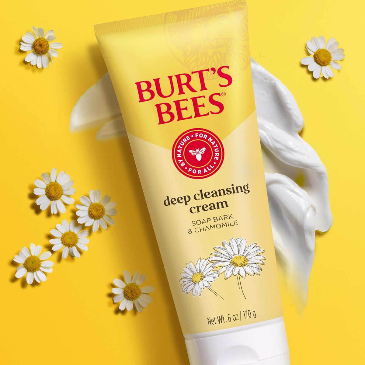 Burt's Bees Deep Facial Cleansing Cream, All Natural Face Wash with Chamomile, 6 Ounce (Pack of 3) Avelisse