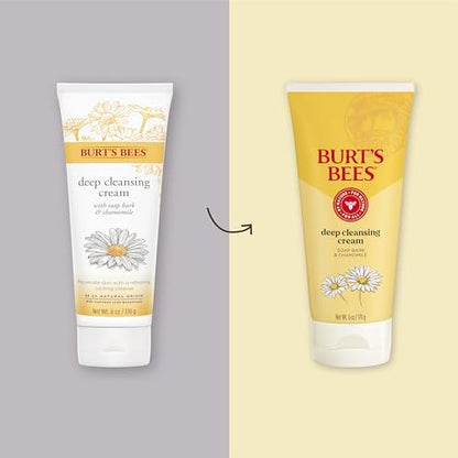 Burt's Bees Deep Facial Cleansing Cream, All Natural Face Wash with Chamomile, 6 Ounce (Pack of 3) Avelisse