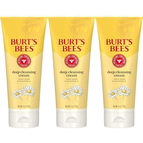 Burt's Bees Deep Facial Cleansing Cream, All Natural Face Wash with Chamomile, 6 Ounce (Pack of 3) Avelisse