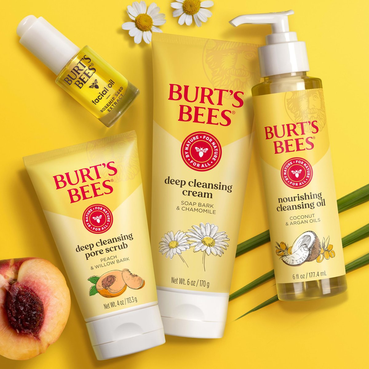 Burt's Bees Deep Facial Cleansing Cream, All Natural Face Wash with Chamomile, 6 Ounce (Pack of 3) Avelisse