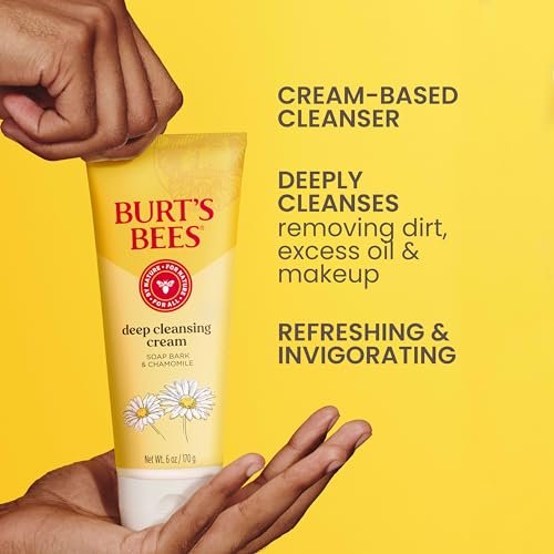 Burt's Bees Deep Facial Cleansing Cream, All Natural Face Wash with Chamomile, 6 Ounce (Pack of 3) Avelisse