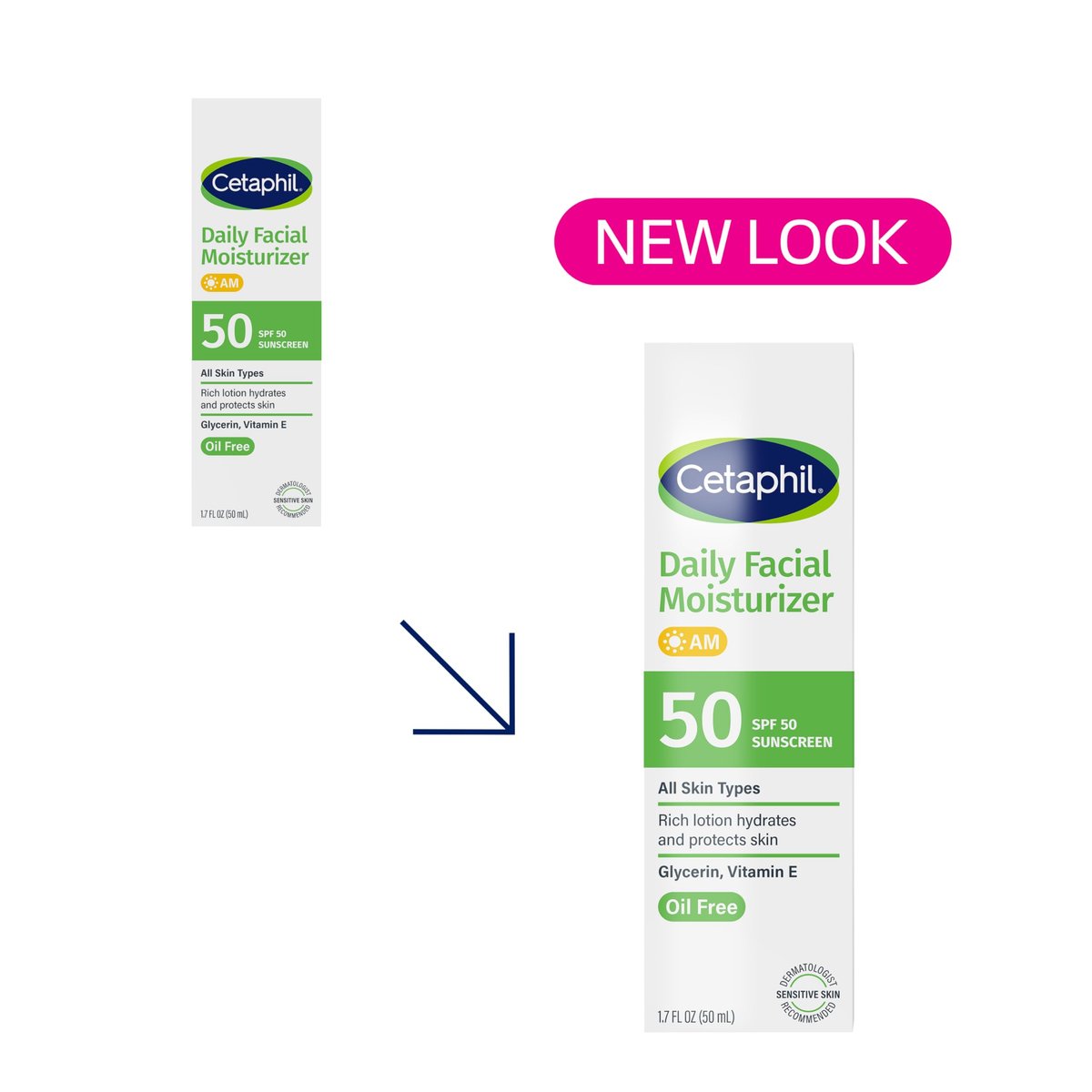 Cetaphil Daily Facial Moisturizer SPF 50, 1.7 Fl Oz (Pack of 2) – Gentle Sunscreen Moisturizer for Dry to Normal Skin, Fragrance-Free, Dermatologist Recommended Avelisse