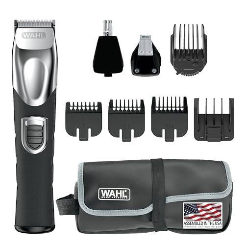 Wahl USA Rechargeable Lithium Ion All in One Beard Trimmer for Men with Detail and Ear & Nose Hair Trimmer Attachment – Model 9854-600B Avelisse