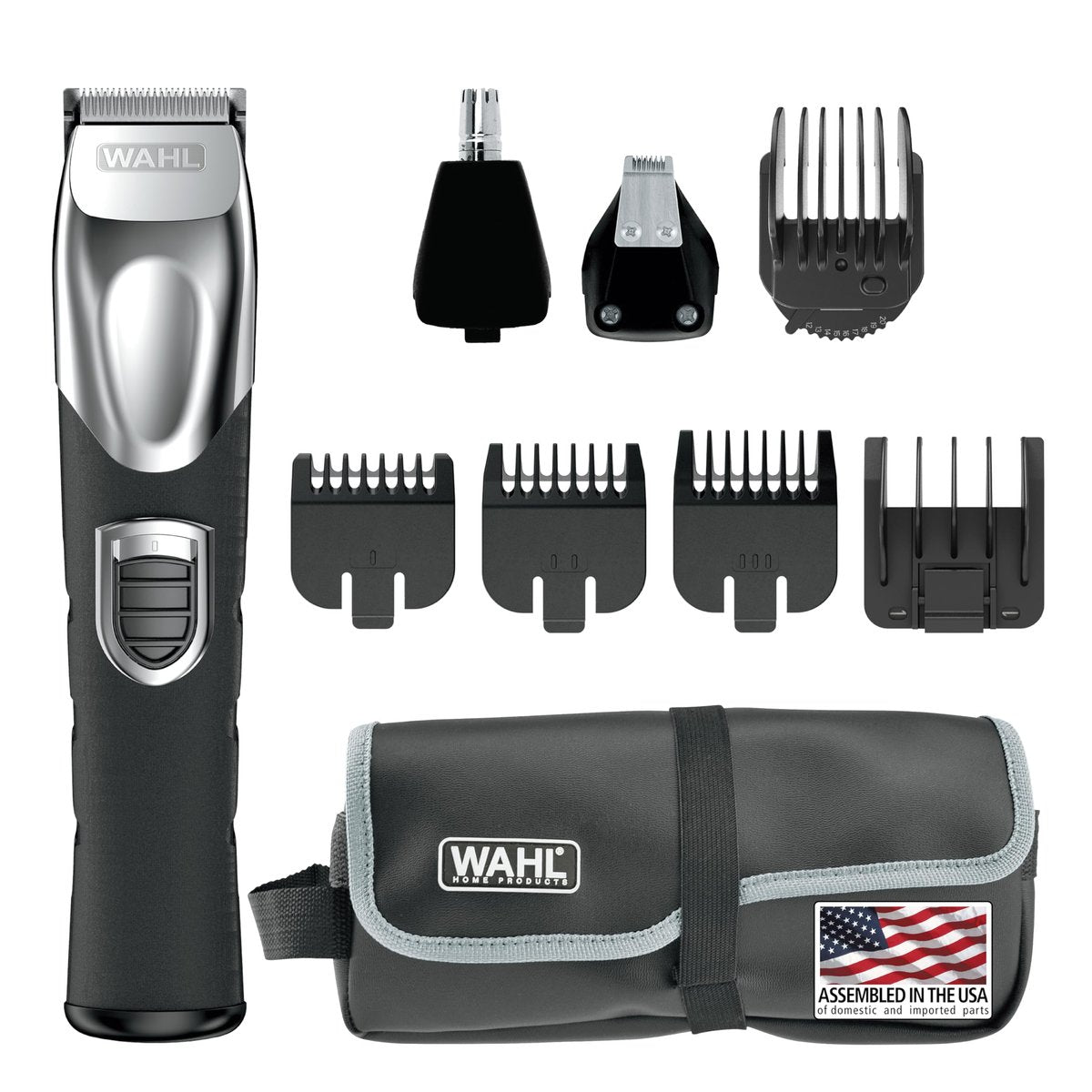 Wahl USA Rechargeable Lithium Ion All in One Beard Trimmer for Men with Detail and Ear & Nose Hair Trimmer Attachment – Model 9854-600B Avelisse