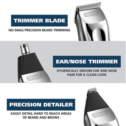 Wahl USA Rechargeable Lithium Ion All in One Beard Trimmer for Men with Detail and Ear & Nose Hair Trimmer Attachment – Model 9854-600B Avelisse
