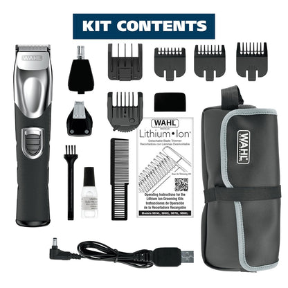 Wahl USA Rechargeable Lithium Ion All in One Beard Trimmer for Men with Detail and Ear & Nose Hair Trimmer Attachment – Model 9854-600B Avelisse