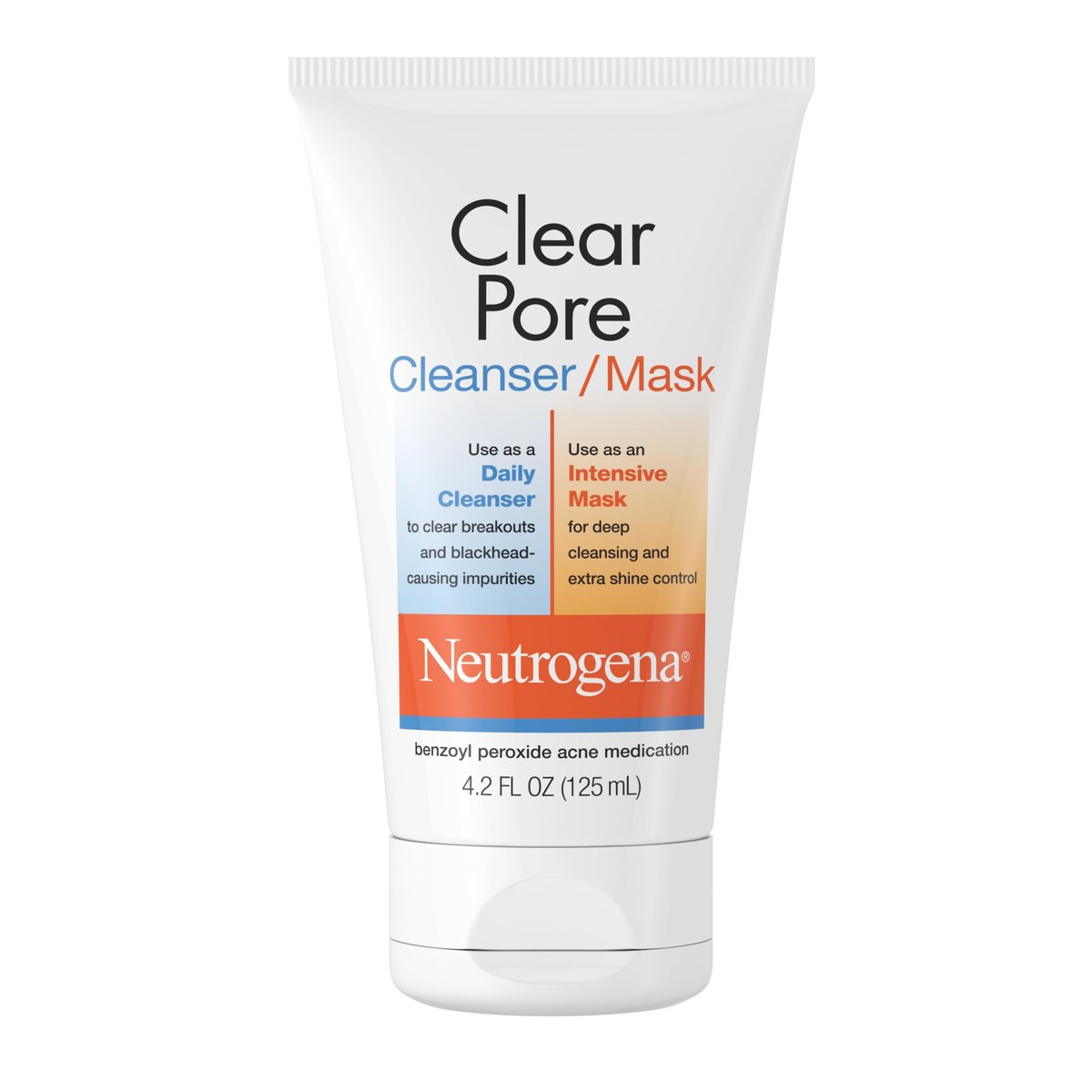 Neutrogena Clear Pore 2-in-1 Facial Cleanser & Face Mask with Benzoyl Peroxide, 4.2 fl. oz (Pack of 3) Avelisse