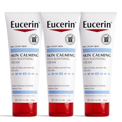 Eucerin Skin Calming Cream - Full Body Lotion for Dry, Itchy Skin, Natural Oatmeal Enriched - 8 oz. Tube (Pack of 3) Avelisse