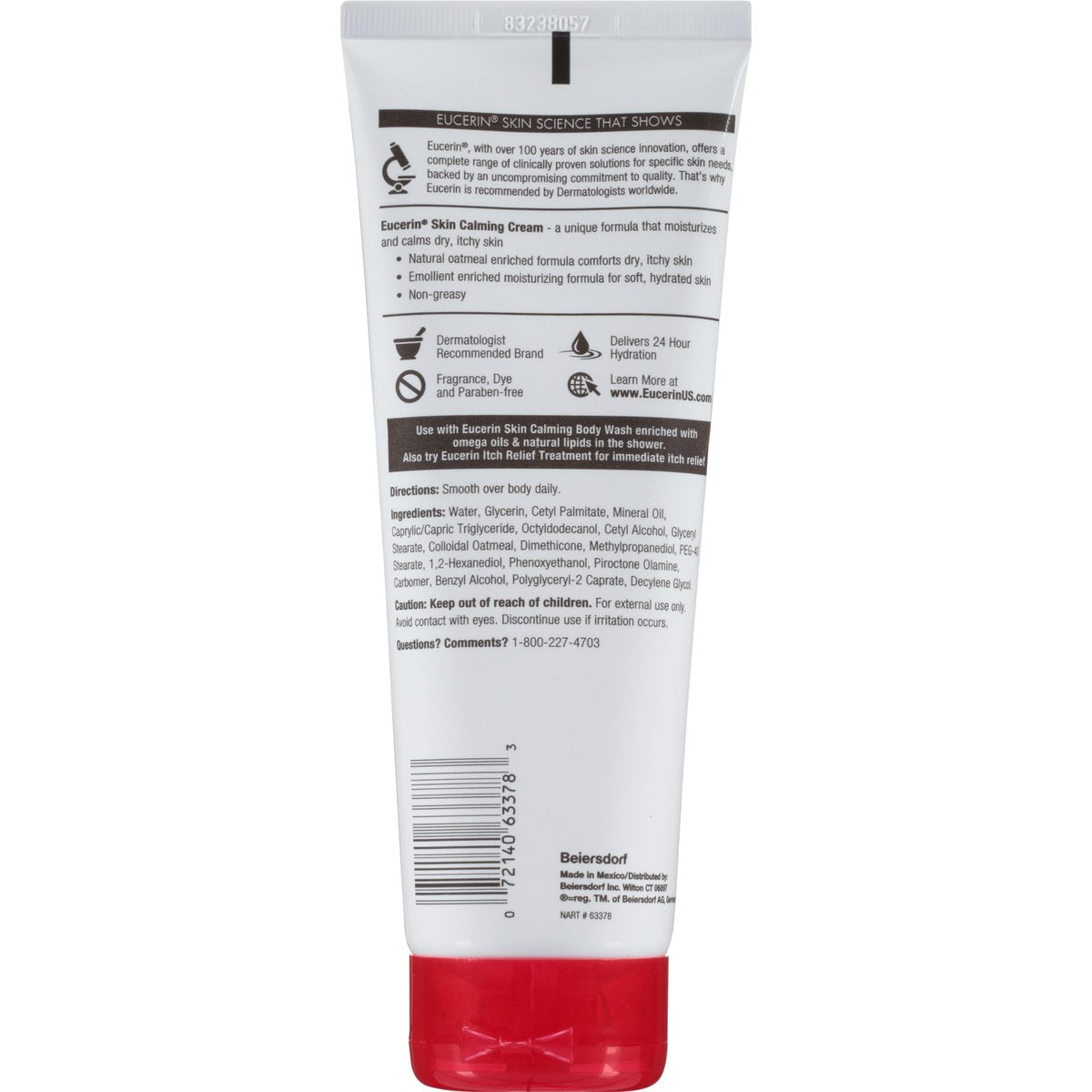 Eucerin Skin Calming Cream - Full Body Lotion for Dry, Itchy Skin, Natural Oatmeal Enriched - 8 oz. Tube (Pack of 3) Avelisse