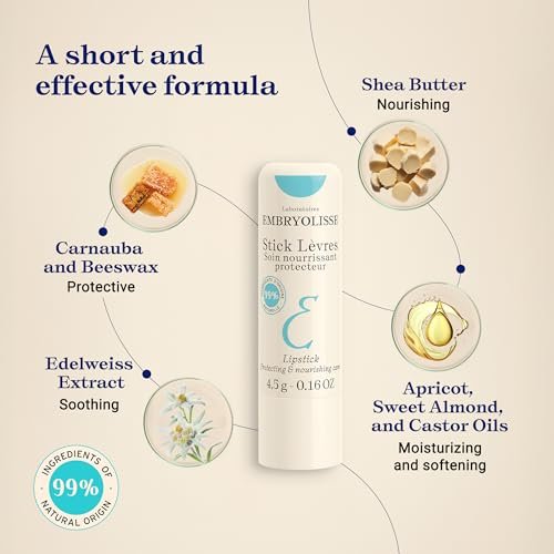 Embryolisse Protective Repair Lip Balm – Shea Butter Care for Chapped & Dry Lips, 0.16 oz Avelisse